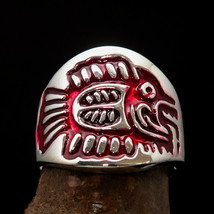 Nicely crafted Mens Maya Ring red Aztec Fish Symbol - Sterling Silver - £43.64 GBP