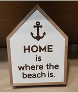 Wooden Sun &amp; Sea Sign Home Is Where The Beach Is 8&quot; x 6&quot; Tabletop Decor ... - $8.90 CAD