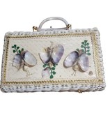 Vintage 50s Atlas Wicker Straw Seashell Handbag Lucite Handles White *READ&quot; - £30.92 GBP