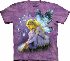 Purple Winged Fairy in Meadow Fantasy Hand Dyed T-Shirt, NEW UNWORN - £11.45 GBP