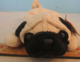 TY Beanie Babies Baby plush  &quot;PUGSLY&quot; DOG PUPPY TAN/BLACK - £7.12 GBP