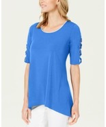 MSRP $50 Jm Collection Petite Braided-Sleeve Tunic Blue Size PS - $24.00 CAD