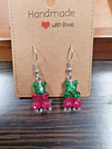 Creative Cute Mini green&amp; pink Gummy Bear Earrings Hook Dangle Jewelry Gift - £3.57 GBP