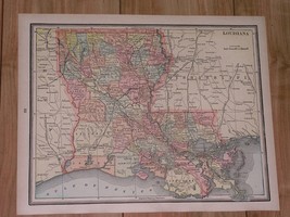 1895 Antique Map Of Louisiana / Verso Mississippi - £20.07 GBP