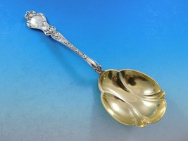 Nuremburg by Alvin Sterling Silver Berry Spoon Goldwashed 8 1/2&quot; Server Vintage - £161.85 GBP