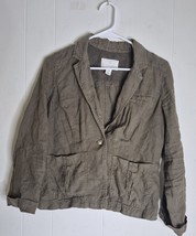 Caslon 100% Linen Women&#39;s Petite Small Lightweight Green Blazer Jacket - $291.49 MXN