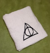 Embroidery Washcloth Towel The Deathly Hallows Black Thread - $8.99
