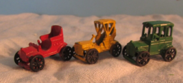 VINTAGE DIECAST LOT OF3 RED/YELLOW/GREEN PAINTED METAL CAR TRUCK MINIATURE - $19.80