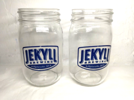 (2) Jekyll Brewing Co. Alpharetta, GA Beer Glasses Jelly Mason Jar Type Blue - £9.12 GBP