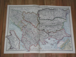 1908 Antique Map Of Balkans Turkey Albania Serbia Bulgaria Eastern Rumelia - £28.20 GBP