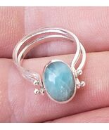 Flip 2in1 LARIMAR-AMBER gemstones 925 sterling silver reversible ring  (... - $55.03 CAD