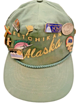 Cap Ketchikan Alaska Adjustable Green Trucker Hat Baseball with 27 Pins ... - $45.68