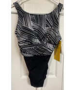 Robby Len By Longitude Black White One Piece Swim Suit NEW - $29.70