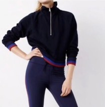 J. Crew Womens 1/2 Zip Pullover in Sport Stripe Size Small Sweatshirt Po... - £13.34 GBP
