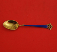 Anitra by Th. Olsens Silver Demitasse Spoon royal blue enamel vermeil 3 3/4&quot; - £38.15 GBP