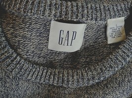 Gap Men&#39;s Ls CREW-NECK Gray 100% Cotton SWEATER-L-EXCELLENT-WORN ONCE-VARIEGATED - £9.45 GBP