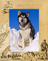 Juneau Alaska Dog Sledding Laser Engraved Wood Picture Frame Portrait (3... - $25.99