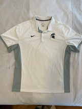 Nike DriFit Michigan State Spartans Polo Shirt Mens 2XL White Short Sleeve EXC. - $22.95