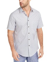 Tasso Elba Men&#39;s Ninavee Stretch Tile-Print Shirt White Combo Size Small - $16.49