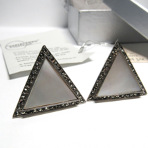 Judith Jack Solid Sterling 925 Silver MOP Marcasite Triangle Earrings In  Box - £45.82 GBP