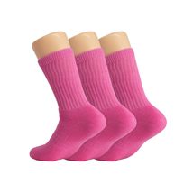 AWS/American Made Hot Pink Athletic Crew Socks for Women Cushioned Sole 3 Pairs  - £8.23 GBP