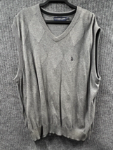 U.S. Polo Assn Vest Sweater Mens 2XL (XXL) Gray V-Neck Cotton Casual Dressy - £17.98 GBP