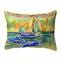 Betsy Drake Sunset Sailing Large Indoor Outdoor Pillow 16x20 - £46.71 GBP