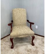 Nice Plush Wood And Cream Fabric Armchair - $148.50