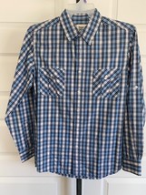 Paper Denium &amp; Cloth Sz M Cotton Long Roll Tab Sleeves Blue Plaid Shirt - £14.99 GBP