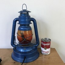 Vintage Dietz Little Wizard Blue Camping Train Lantern Electric Lamp Untested - £63.70 GBP