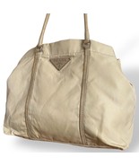 PRADA Nylon Tote ShoulderBag Beige Purse A4 Logo Plate Work Bag MBb0591 - $250.27 CAD