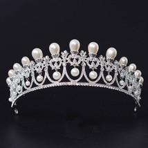 KMVEXO Silver Color Large Vintage Crystal Bridal Tiaras Crowns Rhinestone Pagean - £14.96 GBP