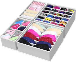 4-Pack Drawer Organizer Set - Closet Dividers for Underwear, Socks, Bras... - $23.26