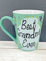  Best GRANDMA Ever MUG 12 oz Cup Green with Hearts &amp; Flowers Ceramic by Kenrex - £7.89 GBP