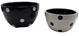 Terramoto Polka Dot Nesting Bowls  Prep Sauce Ceramic Set 2 Black White 5&quot; &amp; 4&quot; - £22.69 GBP