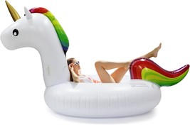 Inflatable Giant Unicorn Pool Float Large Rideable Unicorn Floatie Pool Party - $41.99