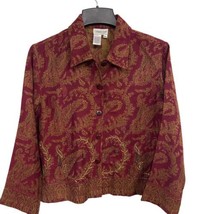 Coldwater Creek Tapestry Jacket Womens Size S Gold and Brown Beaded Long... - £11.04 GBP