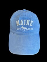 Maine Baseball Hat Ball Cap Blue White Spell Out Stitched Moose Womens A... - $369.04 MXN