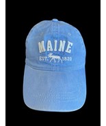 Maine Baseball Hat Ball Cap Blue White Spell Out Stitched Moose Womens A... - $371.21 MXN