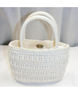 Vintage Italy Handbag White Crocheted Raffia with Facet Cut Beads 1-E - €31,90 EUR
