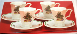 Demitasse Cup &amp; Saucer Christmastime Nikko Set of 4 New In Box Made in Japan - £37.36 GBP