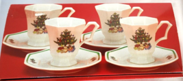 Demitasse Cup &amp; Saucer Christmastime Nikko Set of 4 New In Box Made in Japan - £34.96 GBP