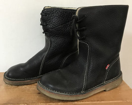 Switzerland Black Leather Fleece Lined Winter Boots Shoes 40 9 - £785.70 GBP