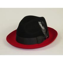 Men BENTLY Hat Australian Wool Fedora Damien Collection DM750 Black/Red image 4