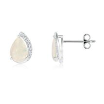 ANGARA Natural Opal Stud Earrings with Diamond in Silver for Women (Size... - $388.55+