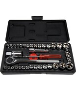 40 Piece Ratcheting Socket Wrench Set Metric and Standard 6-Point Hex So... - €16,84 EUR