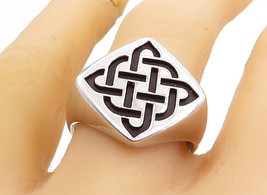 925 Sterling Silver - Shiny Square Celtic Knot Cocktail Ring Sz 11 - RG5661 - £36.33 GBP