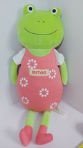 MeToo frog plush large green pink fabric body white sleeves flowers - £22.02 GBP