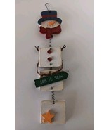 Folk Art Wood Painted Hanging Christmas Snowman Primitive Country Farm 16&quot; - $272.80 MXN