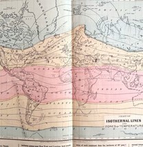 Map Of The World 1884 Isothermal Zones Temperatures Victorian Lithograph DWP3D - £39.93 GBP